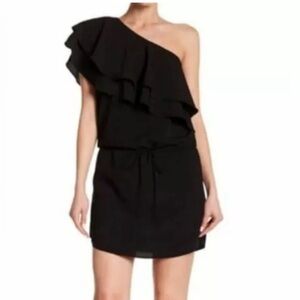 EUC SZ S Haute Hippie Ruffled One Shoulder Mini Dress